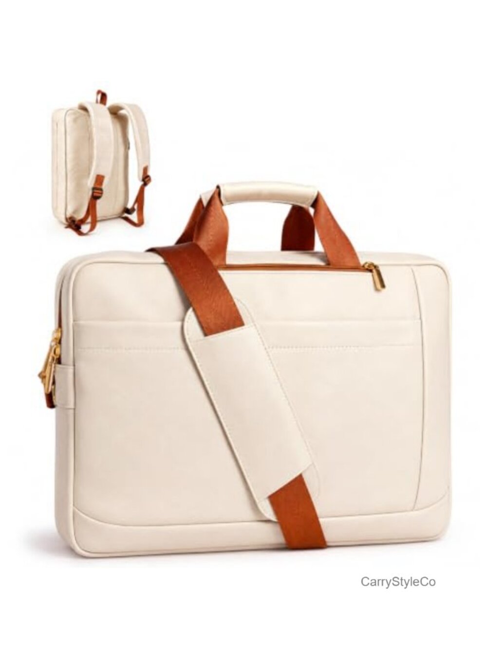 Faux Leather Messenger Bag 17.3 Inch Padded Laptop Briefcase Crossbody Work